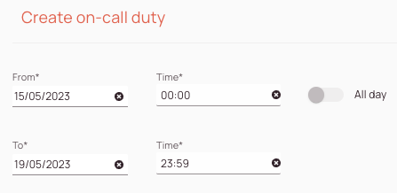 You can create an on-call duty range or...